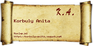 Korbuly Anita névjegykártya